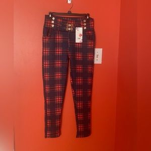 Ladies Blue & Red Plaid JD’s Pants NWT.